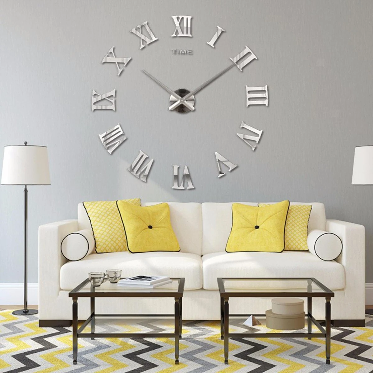 3D ΡΟΛΟΪ ΤΟΙΧΟΥ  Mirror  Do It Yourself ΜΕ ΛΑΤΙΝΙΚΟΥΣ ΑΡΙΘΜΟΥΣ SILVER - μικρογραφία 4
