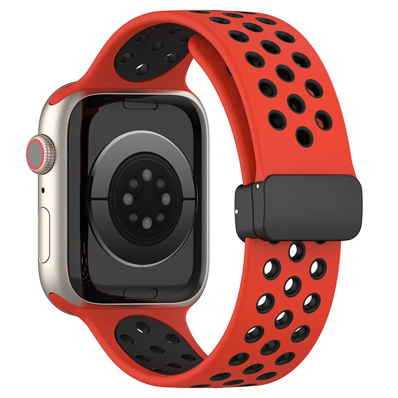 Silicone Λουράκι Apple Watch Series 1/Series 2/Series 3/Nike + 42mm (BLACK-RED) OEM - second view
