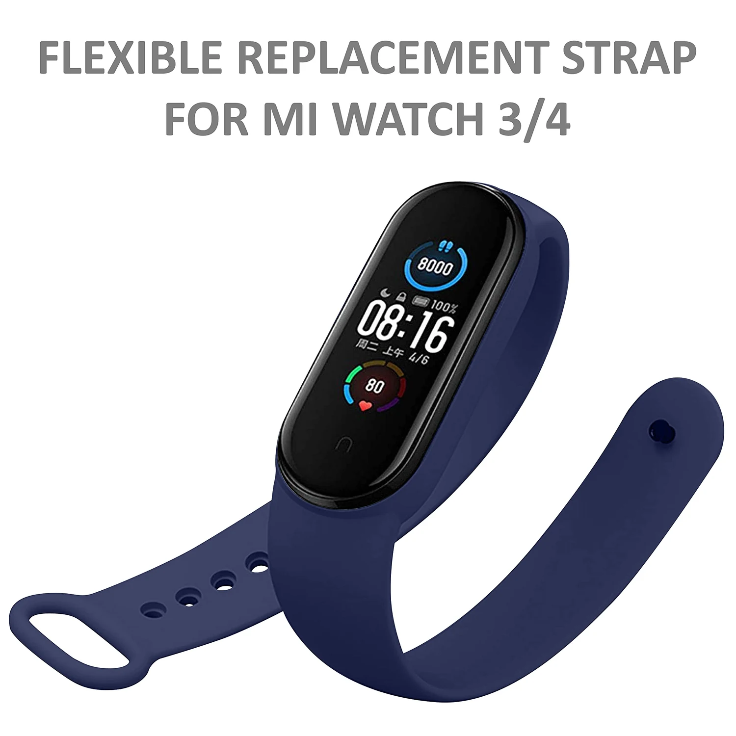 Λουράκι για Xiaomi Mi Band 5/6  Silicone Strap - Midnight Blue - μικρογραφία 4