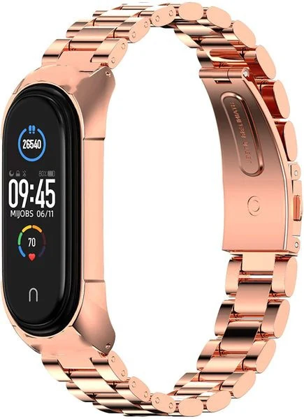 Mijobs Stainless Steel Λουράκι Xiaomi Mi Band 5/6 - Rose Gold - second view