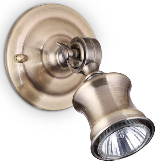 Ideal Lux BARBER AP1 159997 – Ρυθμιζόμενη Απλίκα Τοίχου σε Αντικέ Μπρονζέ