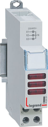 Legrand Τριπλή Ενδεικτική Λυχνία Πίνακα Κόκκινη LED 400VAC 412933