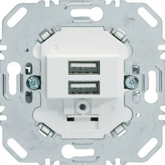 Hager Χωνευτή Πρίζα με 2 Θύρες USB Λευκή