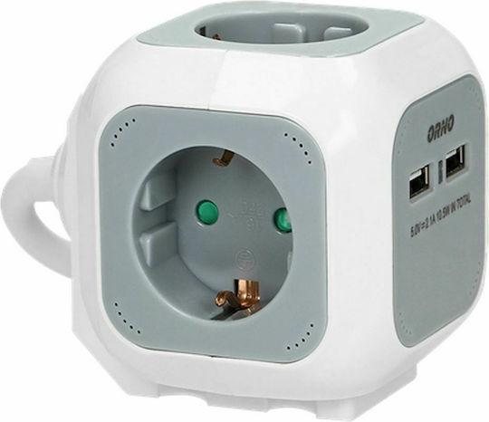 Orno PowerCube 3 Θέσεων με 2 USB-A και Καλώδιο 1.4m OR-AE-13144(GS)