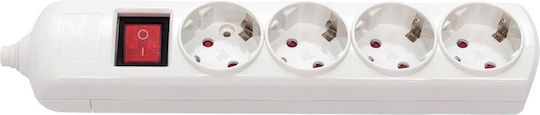 VK Lighting VK/10004/S Πολύπριζο 4 Θέσεων Λευκό με Διακόπτη Χωρίς Καλώδιο 20081-099626 - Κύρια εικόνα