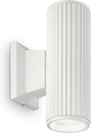 Ideal Lux BASE AP2 BIANCO 129457 – Λευκό Φωτιστικό Τοίχου Εξωτερικού Χώρου GU10