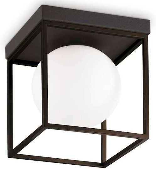Ideal Lux LINGOTTO PL1 NERO 327853 – Μαύρο Φωτιστικό Οροφής με Γυάλινο Διαχυτή