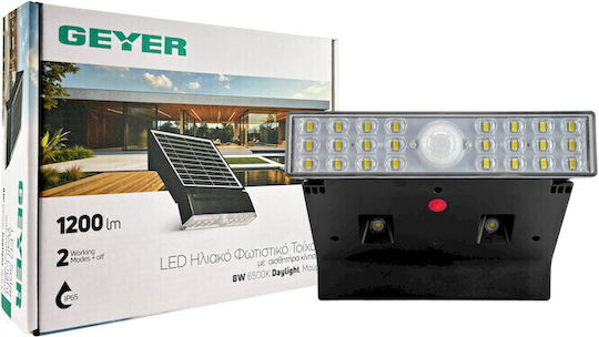 Geyer Επιτοίχιο Ηλιακό Φωτιστικό 8W 1200lm με Ψυχρό Λευκό Φως 6500K IP65 LSL-08D