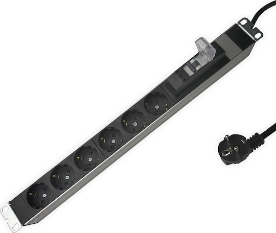 EDISION Πολύπριζο Rack 19" 1U Alu 6 Schuko 16A 4000W με Διακόπτη – 60-02-0901