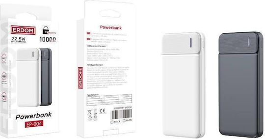 Erdom EP-004 Power Bank 10000mAh με Θύρα USB-A και Θύρα USB-C Λευκό