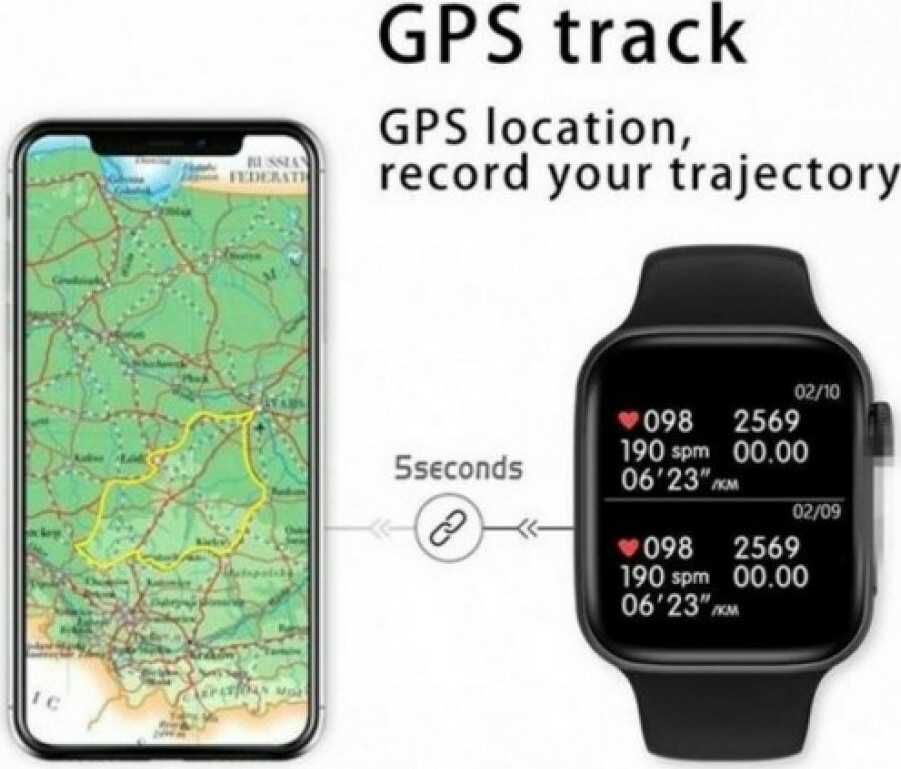 FT30 44mm Smartwatch με Παλμογράφο (Μαύρο) - second view