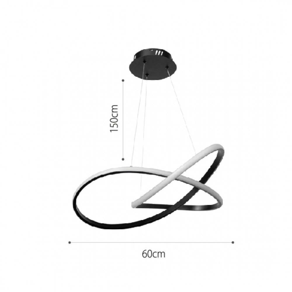 Κρεμαστό φωτιστικό LED 48W 3CCT (by switch on base) σε χρώμιο D:60cm (6082-CH)  - second view