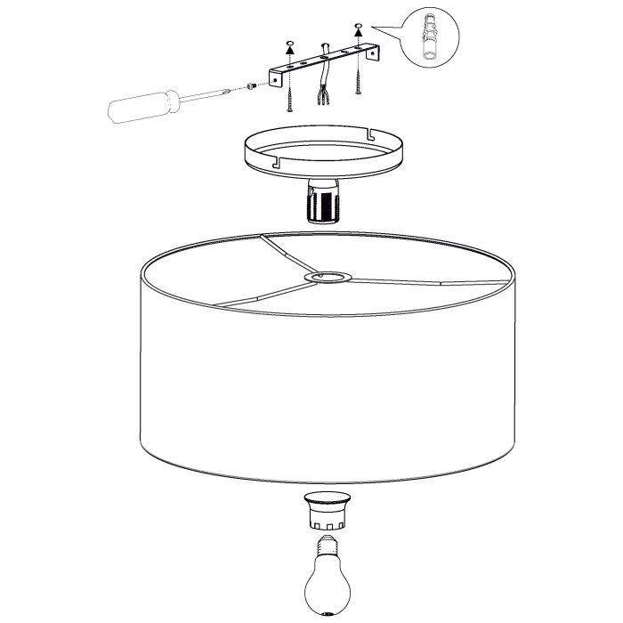 Eglo Μaserlo 1 Μοντέρνα Μεταλλική Πλαφονιέρα Οροφής με Ντουί E27 σε Μαύρο χρώμα 40cm 99041 - second view