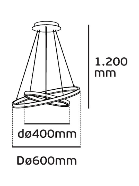 VK Lighting VK/04252PE/W/W/4060 Κρεμαστό Φωτιστικό LED με Θερμό Λευκό Φως Λευκό - second view