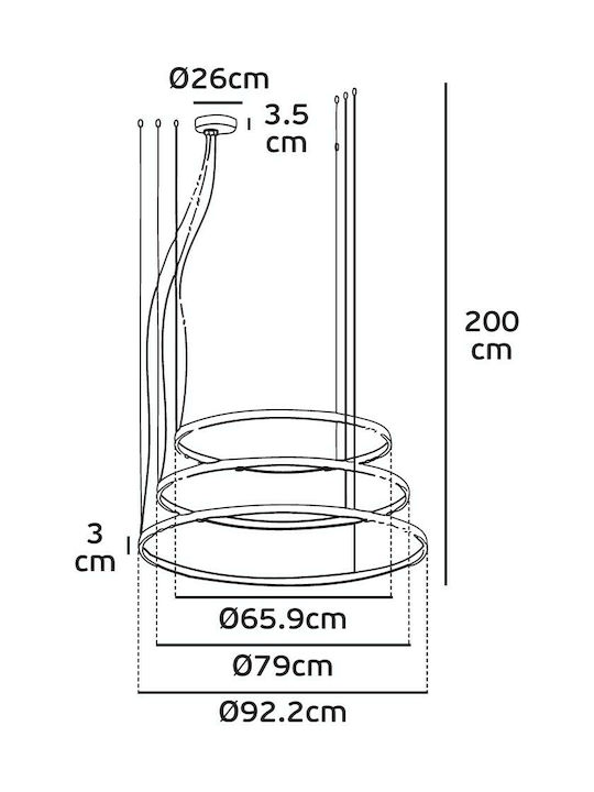 VK Lighting VK/04407PE/W/W/3C Κρεμαστό Φωτιστικό LED με Θερμό Λευκό Φως Λευκό - second view
