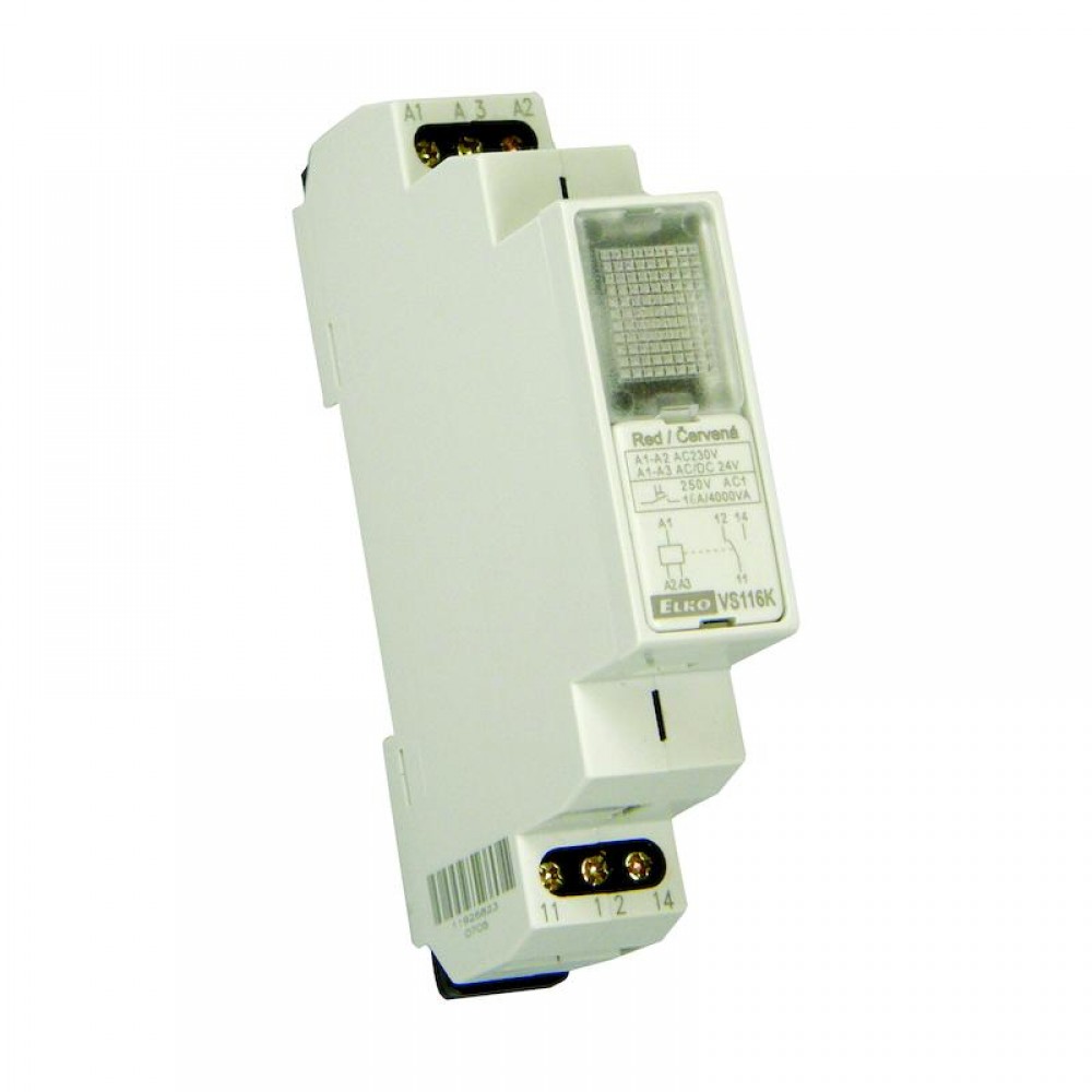 Ρελέ ισχύος 1θ 16Α κόκκινης λυχνίας 230V AC 1(NO-NC) VS116K