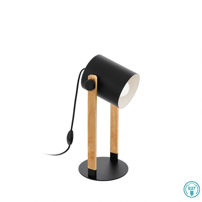 Eglo Hornwood Επιτραπέζιο Διακοσμητικό Φωτιστικό με Ντουί E27 σε Μαύρο Χρώμα  43047