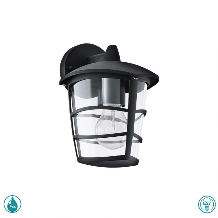 Eglo Aloria Επιτοίχιο Εξωτερικό Φωτιστικό Μαύρο 93098 