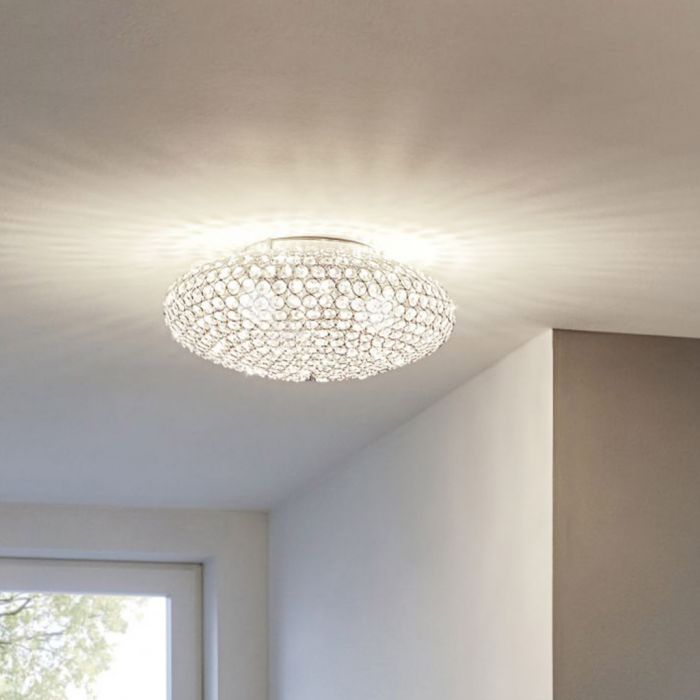 Eglo Clemente Πλαφονιέρα Οροφής Ασημί με Κρύσταλλα 95285 - second view