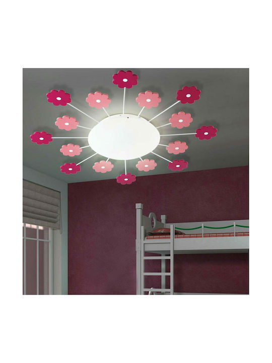 Eglo Viki 1 Μονόφωτο Παιδικό Φωτιστικό Πλαφονιέρα από Μέταλλο 60W με Υποδοχή E27 σε Ροζ Χρώμα 61.5cm  92147