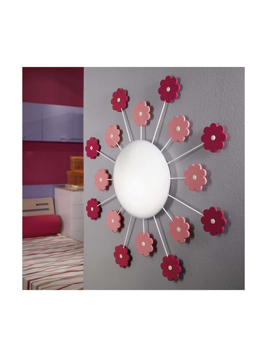 Eglo Viki 1 Μονόφωτο Παιδικό Φωτιστικό Πλαφονιέρα από Μέταλλο 60W με Υποδοχή E27 σε Ροζ Χρώμα 61.5cm  92147 - second view