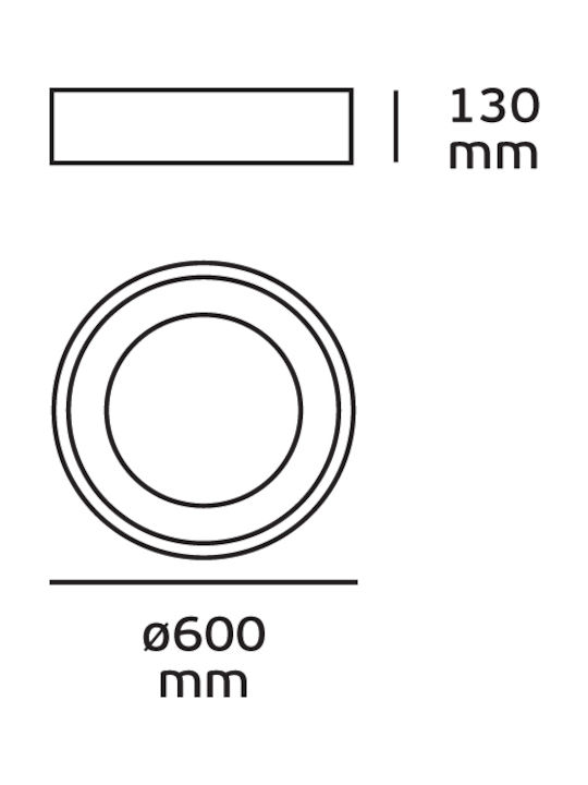 VK Lighting VK/04130CE/W/W Μοντέρνα Μεταλλική Πλαφονιέρα Οροφής με Ενσωματωμένο LED σε Λευκό χρώμα 60cm - second view