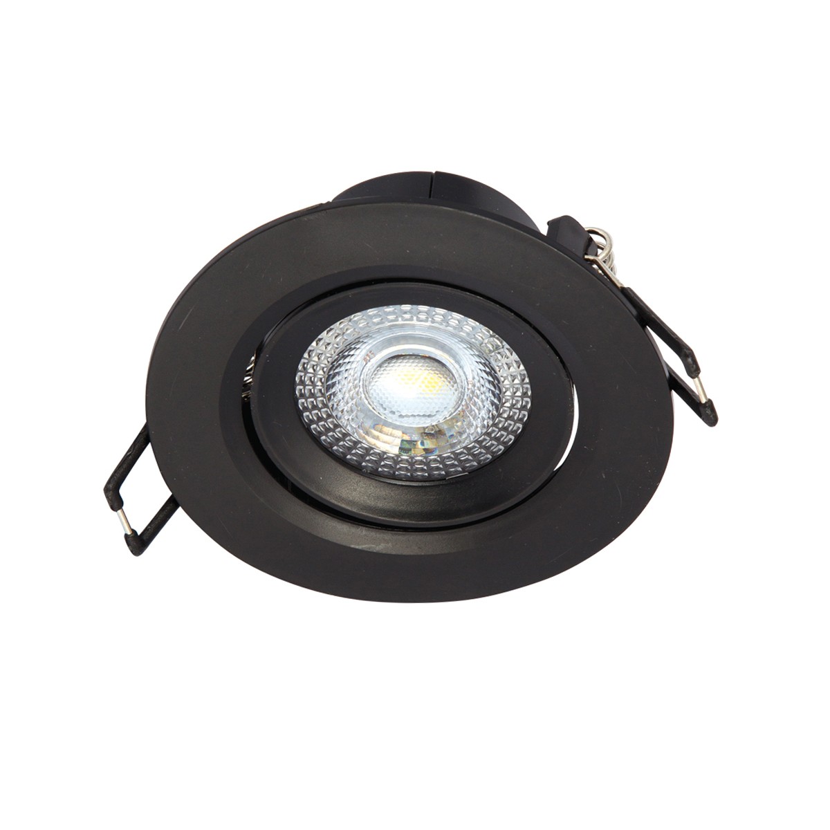 VK Lighting VK/04108/B/W Στρογγυλό Πλαστικό Χωνευτό Σποτ με Ενσωματωμένο LED και Θερμό Λευκό Φως 5W Κινούμενο σε Μαύρο χρώμα 9x9cm