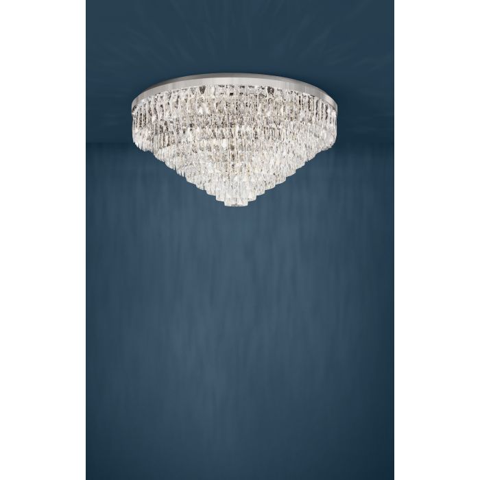 Eglo Valparaiso 1 Μοντέρνα Πλαφονιέρα Οροφής με Ντουί E27 με Κρύσταλλα σε Ασημί χρώμα 98cm Χρώμιο 39493