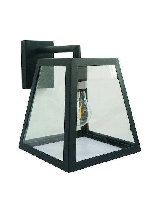 VK Lighting Επιτοίχιο Φαναράκι Εξωτερικού Χώρου E27 σε Μαύρο Χρώμα