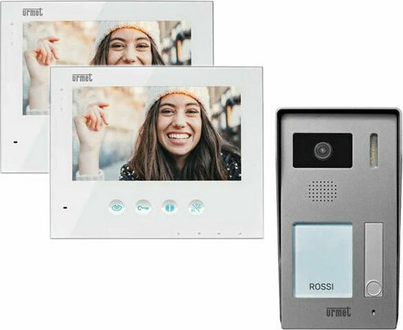 ΚΙΤ θυροτηλεόρασης Urmet 2 καλωδίων για 2 διαμερίσματα με οθόνη LCD 7'' και πλήκτρα αφής | 1730/2Family