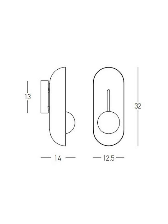 Zambelis Lights Leaf Μοντέρνο Φωτιστικό Τοίχου με Ντουί G9 σε Χρυσό Χρώμα Πλάτους 32cm 22059 - second view