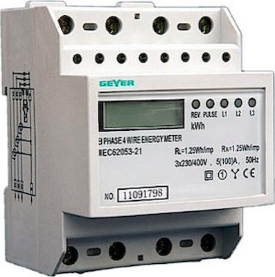Geyer Μετρητής Παλμών Ηλεκτρολογικού Πίνακα Τριφασικός Ψηφιακός 100A ER815 26176694