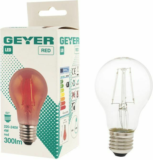 Geyer Λάμπα LED για Ντουί E27 και Σχήμα A60 Κόκκινο 60lm  LFA274-R