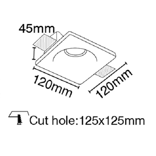 Χωνευτό γύψινο φωτιστικό τετράγωνο ρηχό GU10 VK/09029 - second view