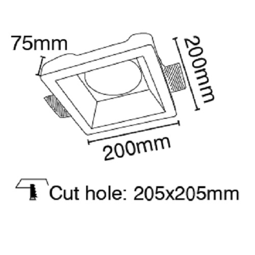 Χωνευτό γύψινο φωτιστικό τετράγωνο βαθύ AR111 G53 VK/09007 - second view