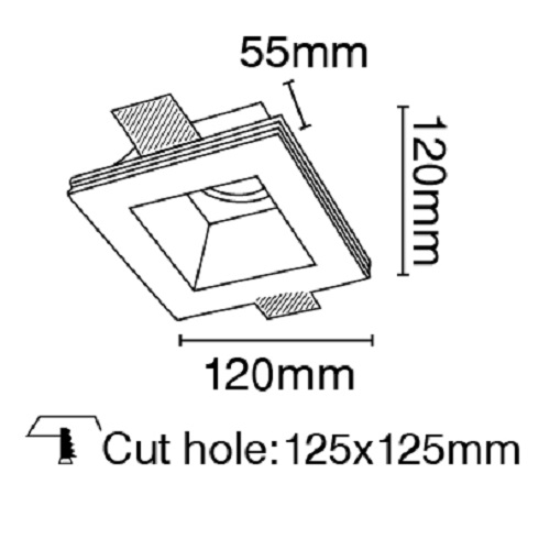 Χωνευτό γύψινο φωτιστικό τετράγωνο βαθύ GU10 VK/09001 - second view
