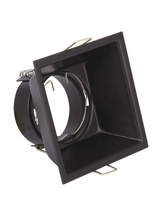 VK Lighting VK/03013G/B Τετράγωνο Μεταλλικό Χωνευτό Σποτ με Ντουί GU10 σε Μαύρο χρώμα 8.8x8.8cm
