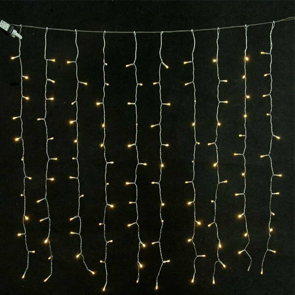 480 Λαμπάκια LED Θερμό Λευκό 3mm Επεκτάσιμα , Κουρτίνα, Διαφανές Καλώδιο Ρεύματος 3m x 300cm 600-11375 Eurolamp