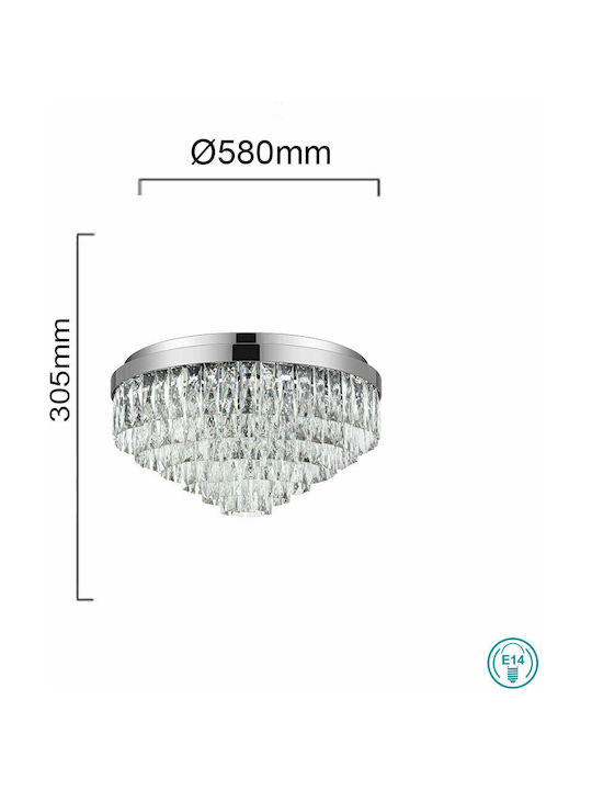 Eglo Valparaiso 1 Vintage Πλαφονιέρα Οροφής με Ντουί E14 με Κρύσταλλα σε Ασημί χρώμα 58cm Χρώμιο 39491 - second view