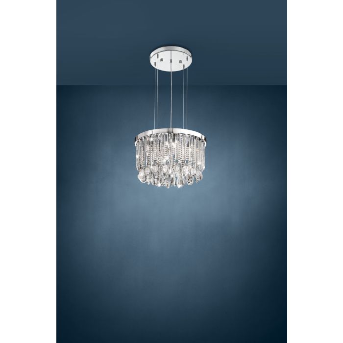 Eglo Calaonda Μοντέρνο Κρεμαστό Φωτιστικό Πολύφωτο με Κρύσταλλα για 7 Λαμπτήρες G9 σε Ασημί Χρώμα 93425