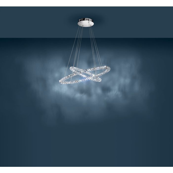 Eglo Toneria Μοντέρνο Κρεμαστό Φωτιστικό με Κρύσταλλα με Ενσωματωμένο LED σε Ασημί Χρώμα 93946