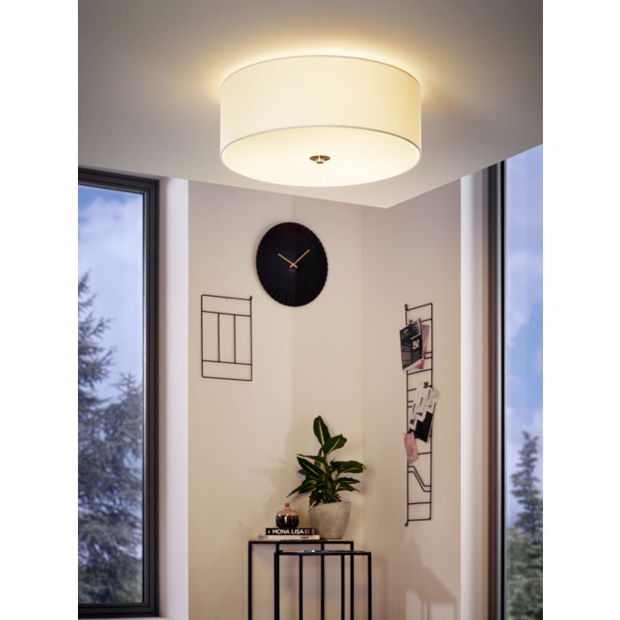 Eglo Pasteri Μοντέρνα Υφασμάτινη Πλαφονιέρα Οροφής με Ντουί E27 σε Λευκό χρώμα 47.5cm 94918