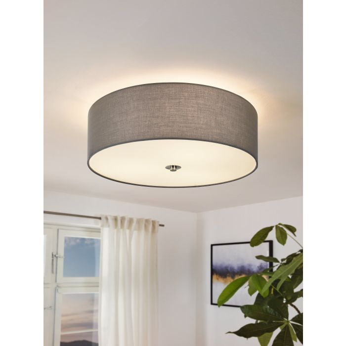 Eglo Pasteri Μοντέρνα Υφασμάτινη Πλαφονιέρα Οροφής με Ντουί E27 σε Γκρι χρώμα 47.5cm 94921