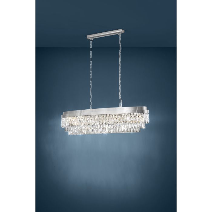 Eglo Valparaiso Vintage Κρεμαστό Φωτιστικό Πολύφωτο με Κρύσταλλα και Ντουί E14 σε Ασημί Χρώμα 39495