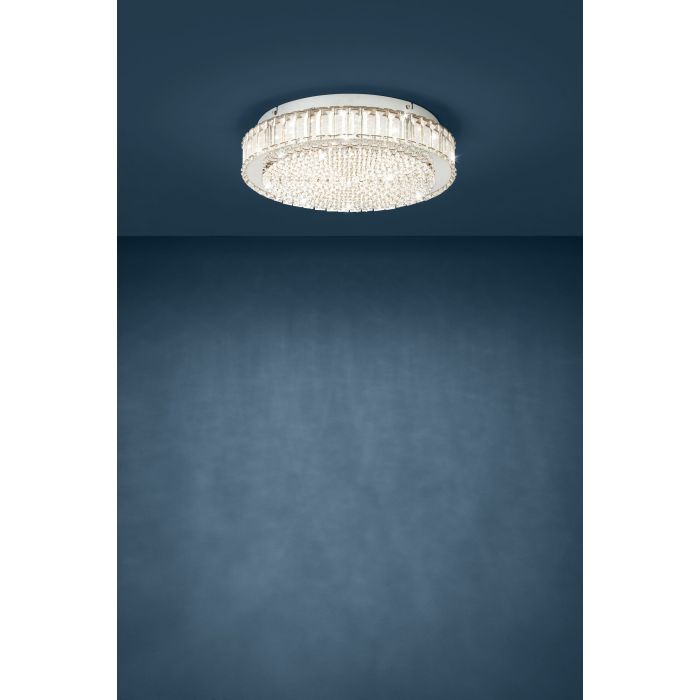 Eglo Balparda Μοντέρνα Πλαφονιέρα Οροφής με Ενσωματωμένο LED και Κρύσταλλα σε Ασημί χρώμα 39746