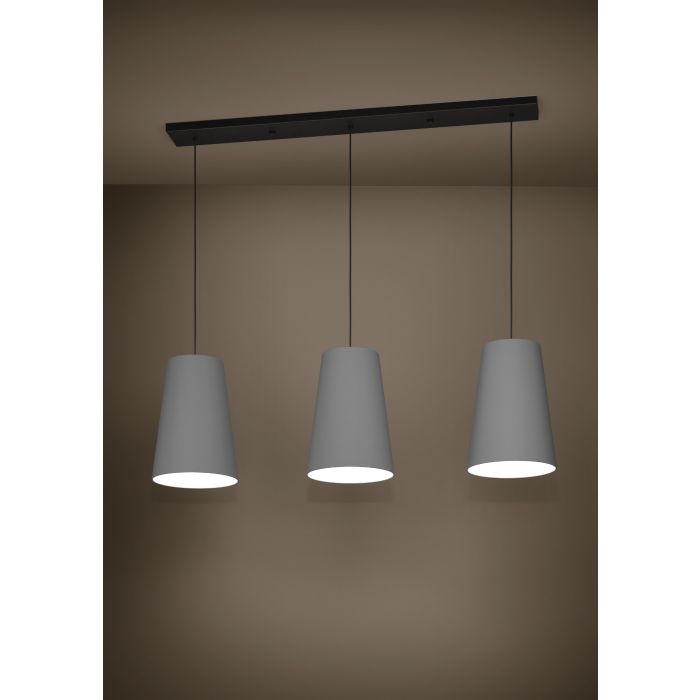 Eglo Petrosa Μοντέρνο Κρεμαστό Φωτιστικό Τρίφωτο Ράγα με Ντουί E27 σε Γκρι Χρώμα   390136