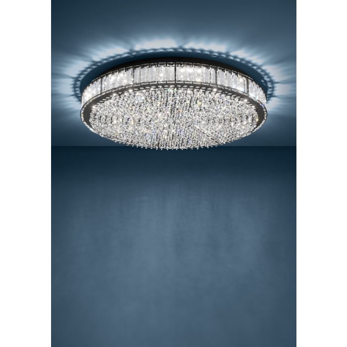 Eglo Balparda Μοντέρνα Γυάλινη Πλαφονιέρα Οροφής με Ενσωματωμένο LED σε Ασημί χρώμα 60.5cm 390249