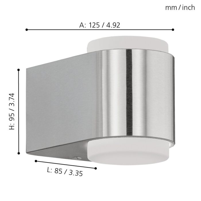 Eglo Briones Στεγανή Επιτοίχια Πλαφονιέρα Εξωτερικού Χώρου με Ενσωματωμένο LED σε Ασημί Χρώμα 95079 - second view