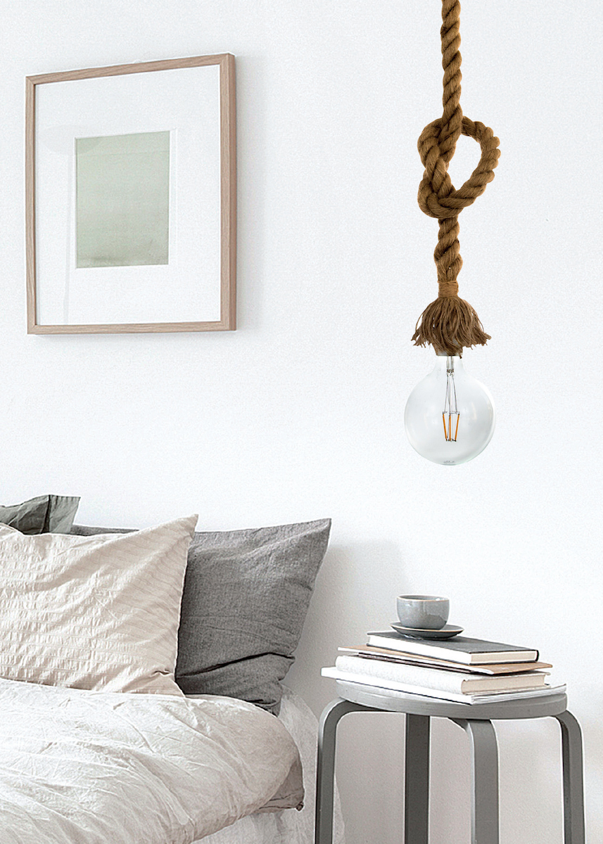 Inlight 4381-1 Κρεμαστό Φωτιστικό Μοντέρνο Μονόφωτο Με Σχοινί Λευκό