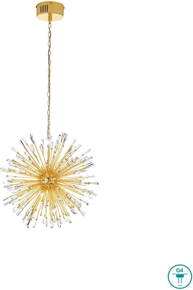 Φωτιστικό Κρεμαστό Ø68 εκ. Led G4 21*1,2w 21*100lm 2700 Warm White Χρυσό -Διάφανα Κρύσταλλα Eglo Vivaldo 1 39255